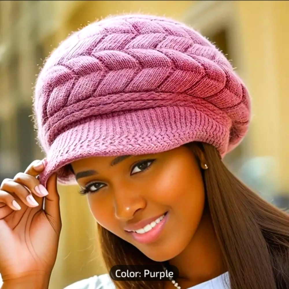 Women's Winter cold proof Knit Warm Beanie PURPLE